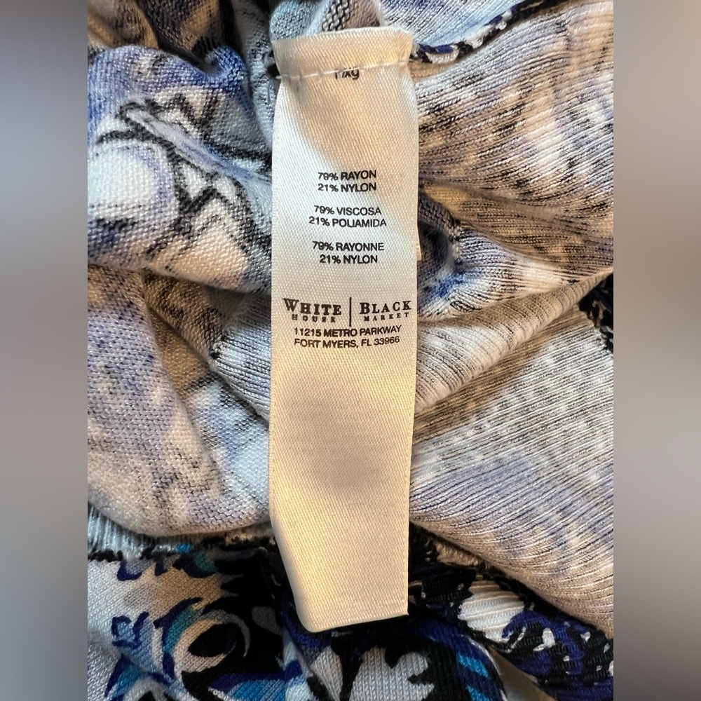 WHITE HOUSE BLACK MARKET blue print Cardigan Sweater 3/4 sleeve v-neck Womens XS - Picture 7 of 7